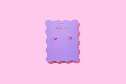 Stud Earrings - Gold-Plated + Enamel Harrison Heart