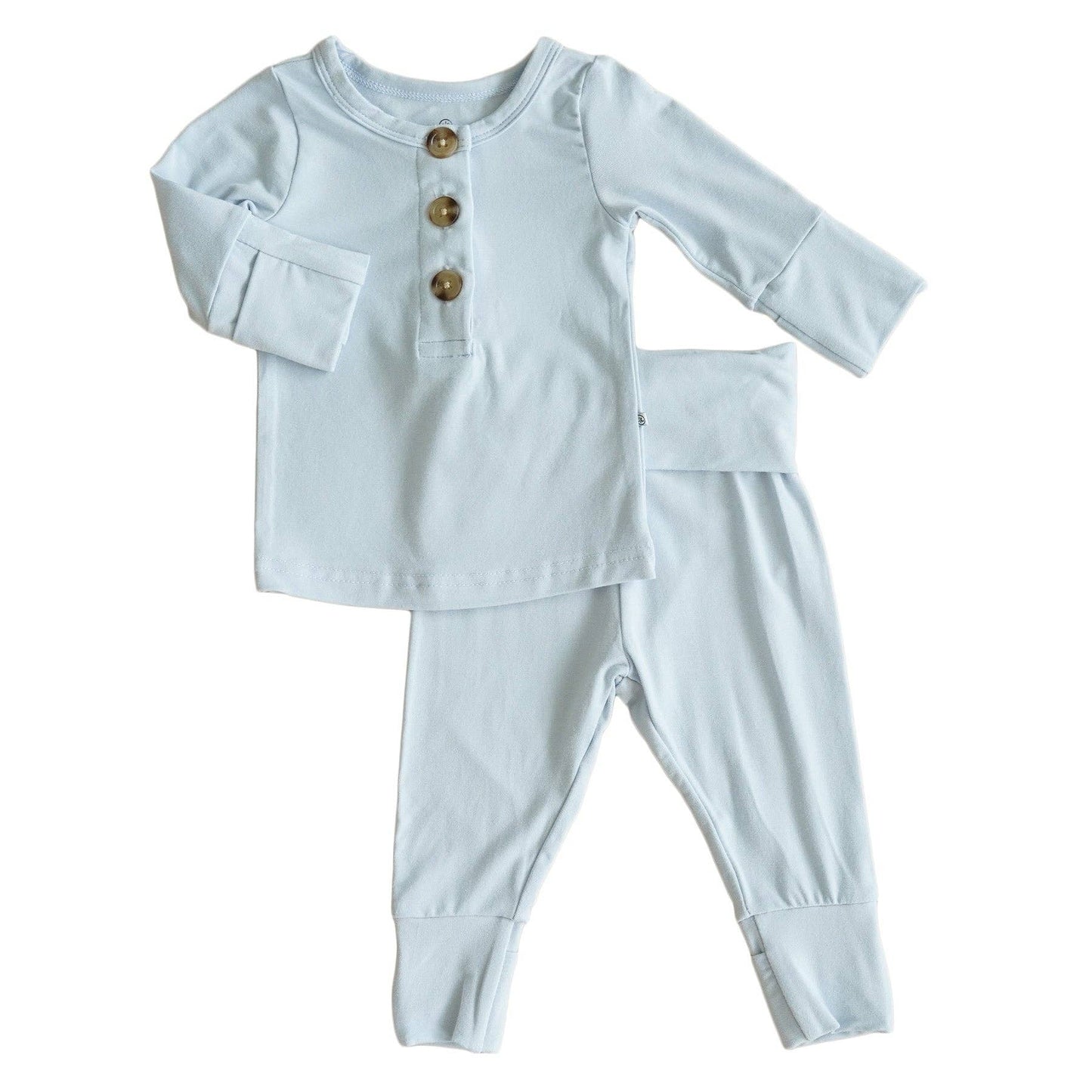 2pc Bamboo Button Top & Bottom | Ice Blue: NB-3 months