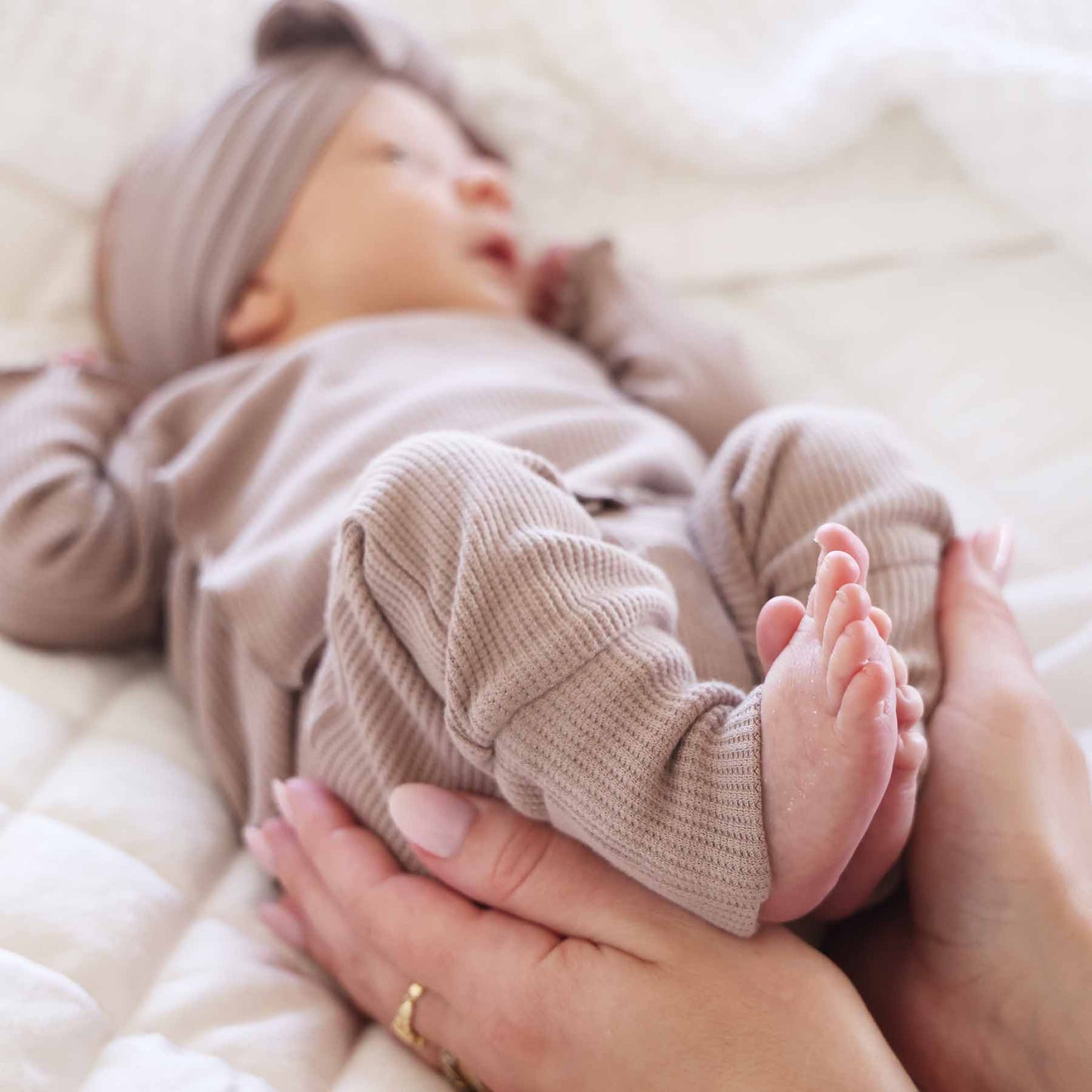 2pc Waffle Crossover Top & Bottom | Mocha: NB