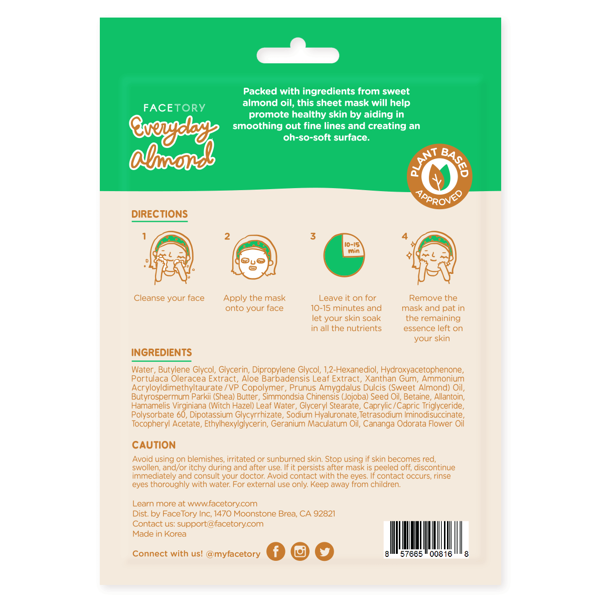 Face Mask - K-Beauty - Strengthening - Everyday - Almond