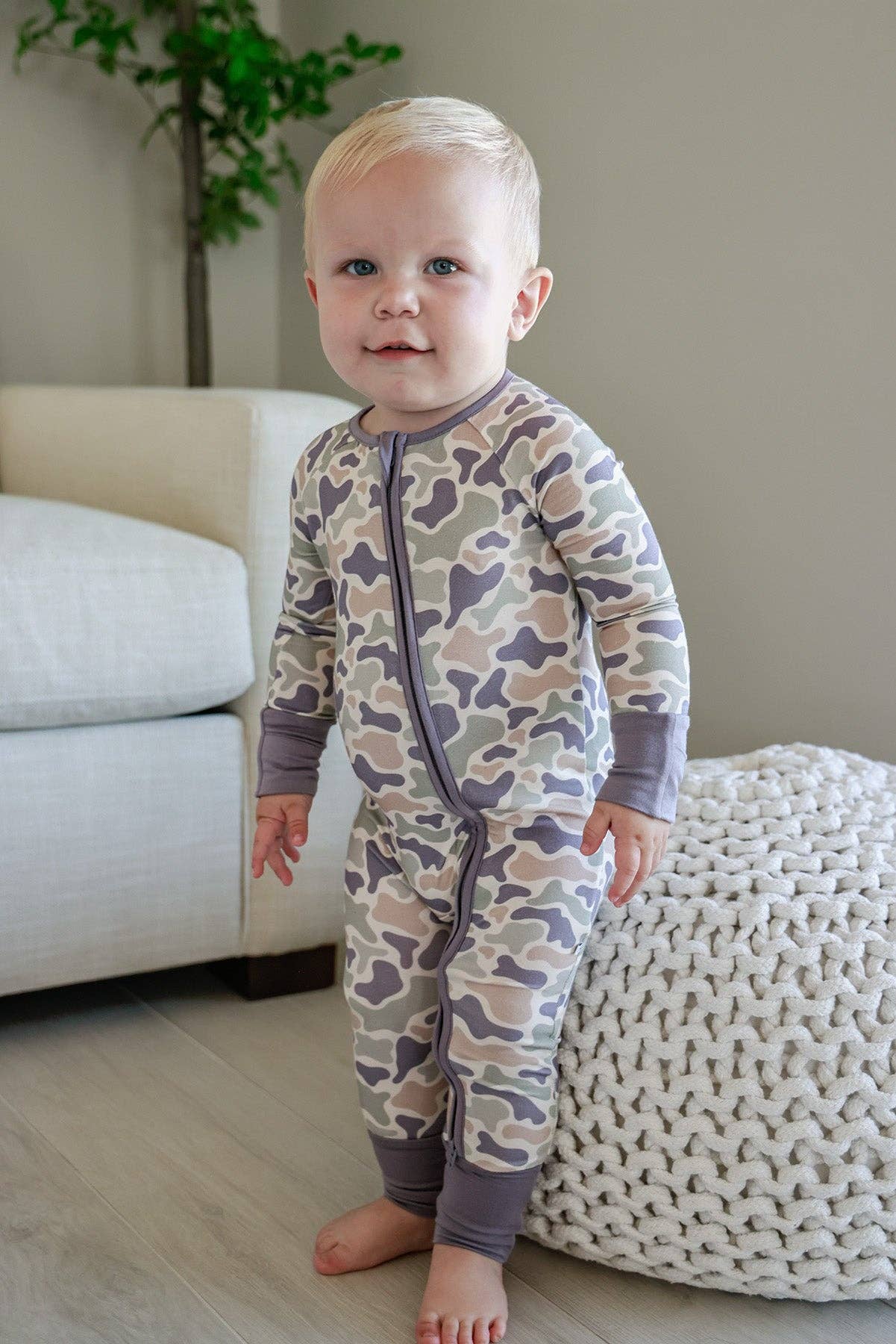Convertible Bamboo Zip Romper | Camo Cutie: 6-12 months