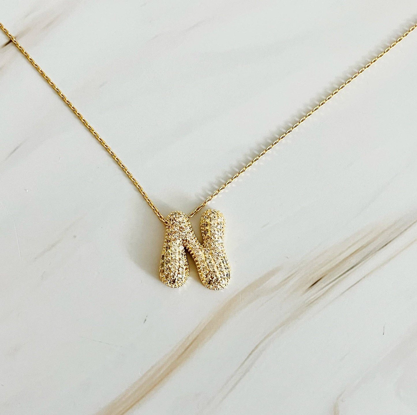 Crystal Bubble Initial Necklace: L