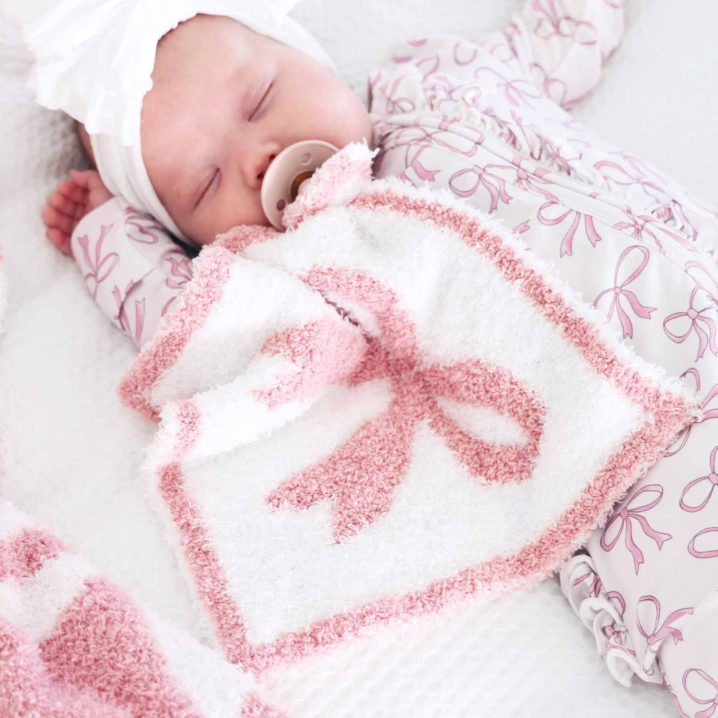 CuddleLane™ Luxe Lovey | Bows: Dark Pink Bows
