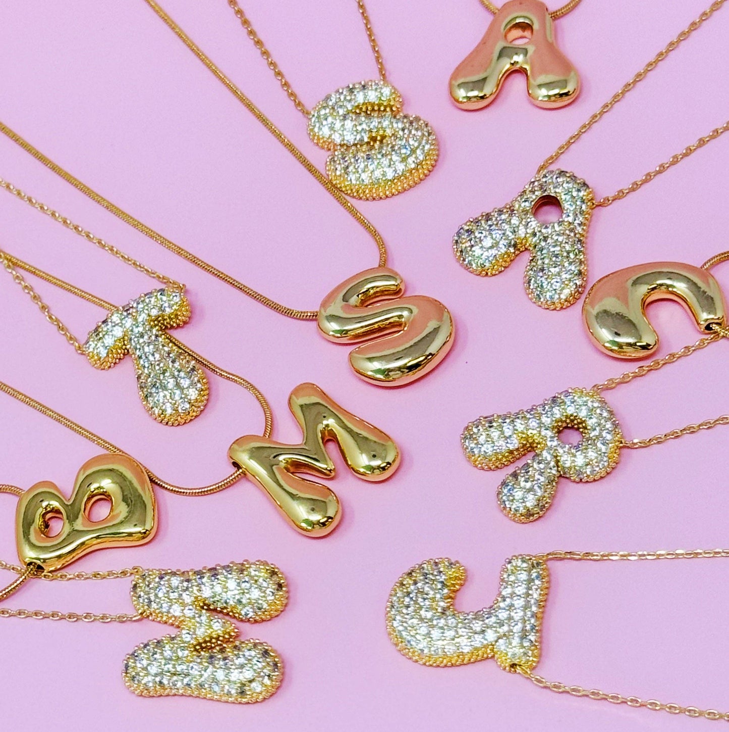 Crystal Bubble Initial Necklace: L