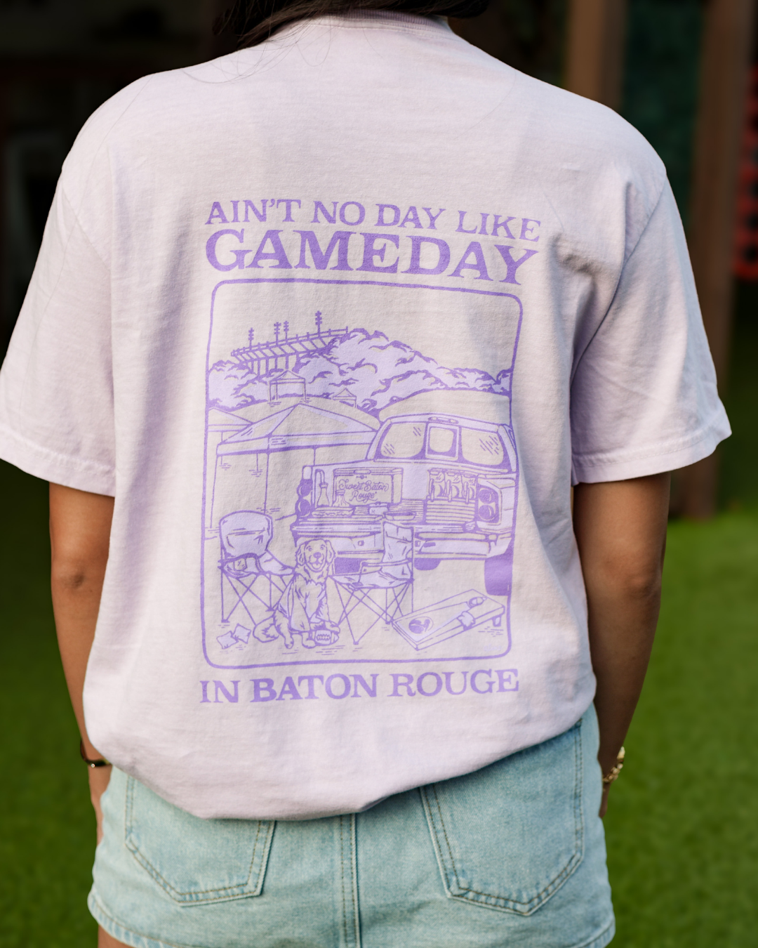Ain't No Day Like Gameday Pocket T-Shirt : Orchid / S