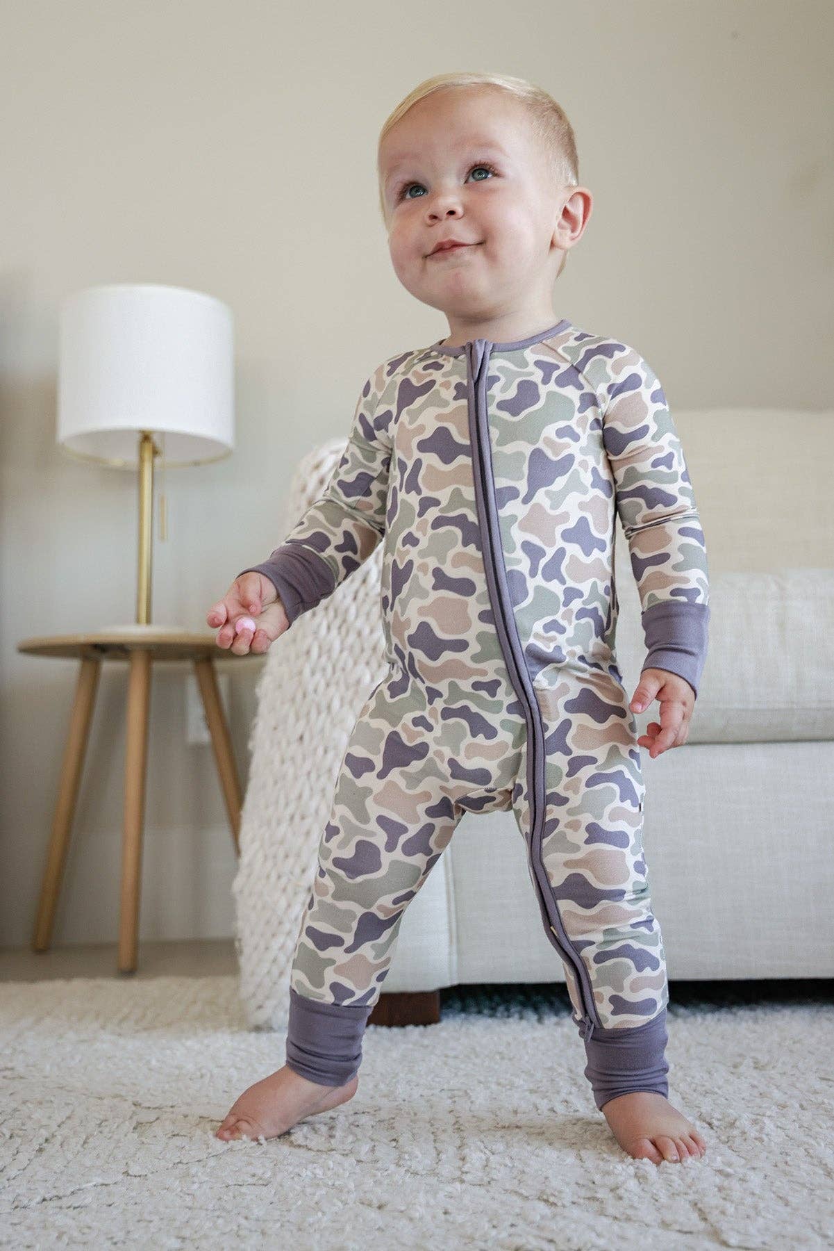 Convertible Bamboo Zip Romper | Camo Cutie: 6-12 months