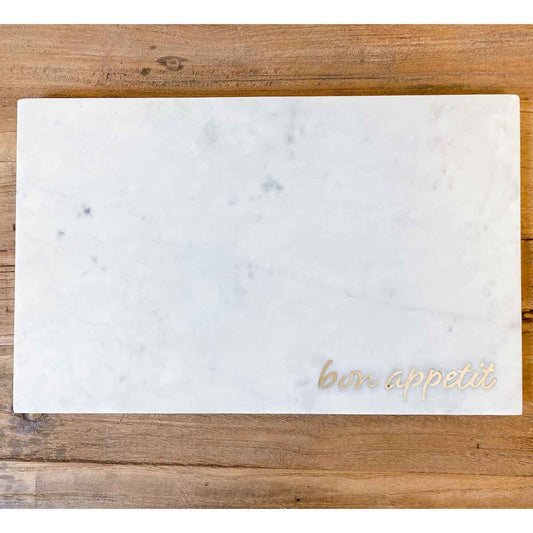 Bon Appetit Marble Serving Board   White/Gold   10x16x0.5