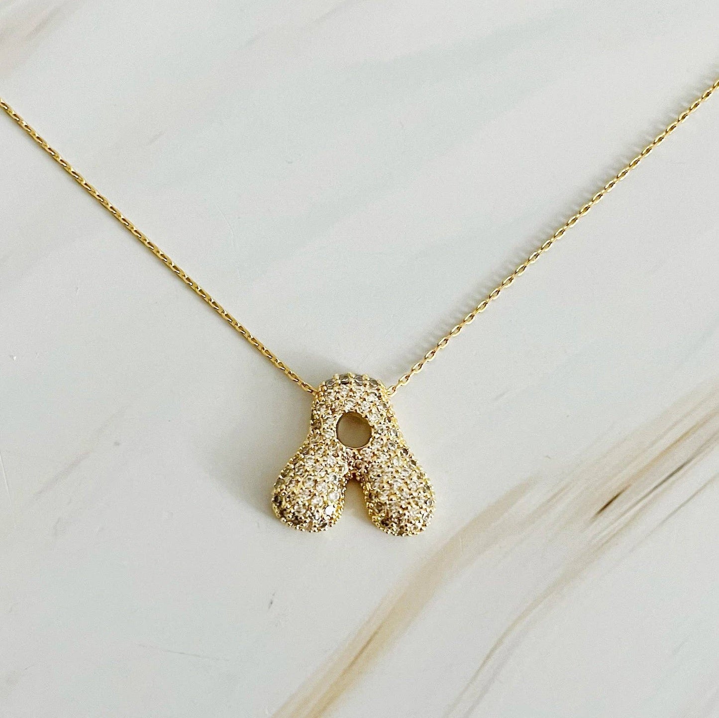 Crystal Bubble Initial Necklace: L