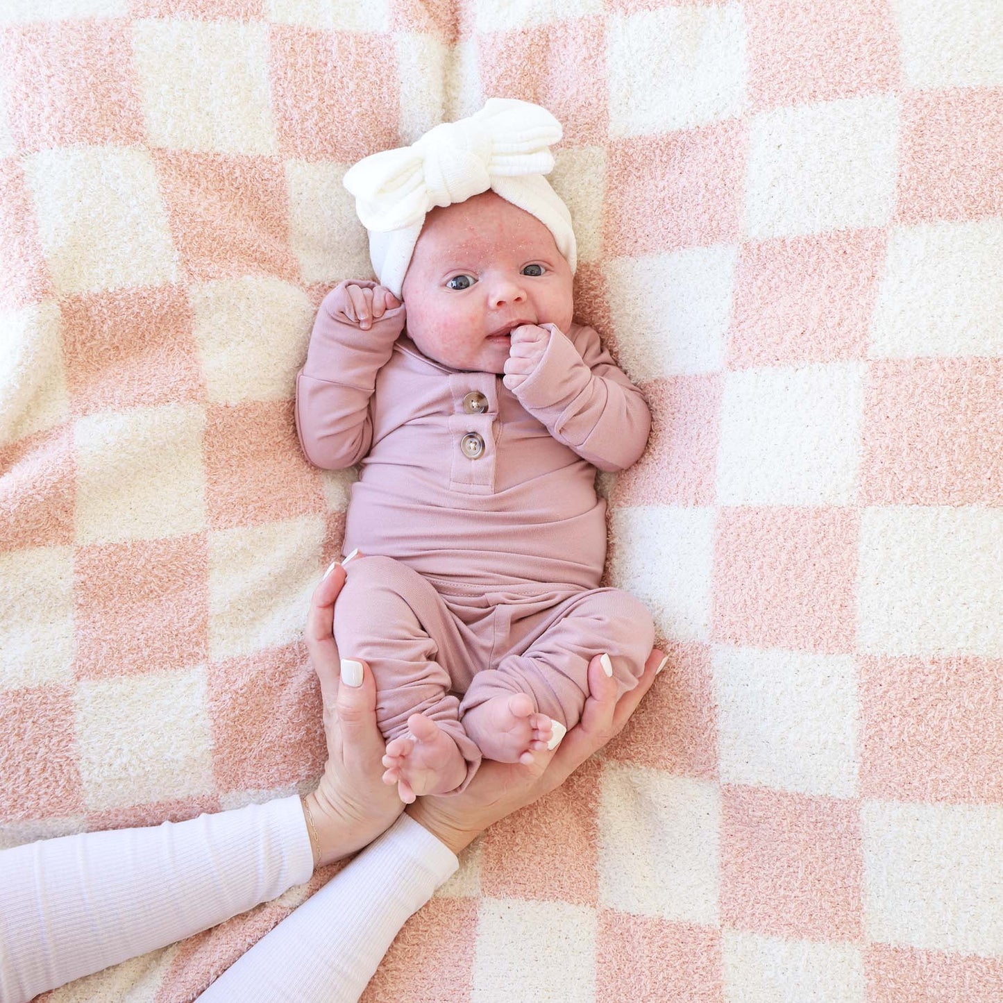 2pc Bamboo Button Top & Bottom | Mulberry: NB-3 months