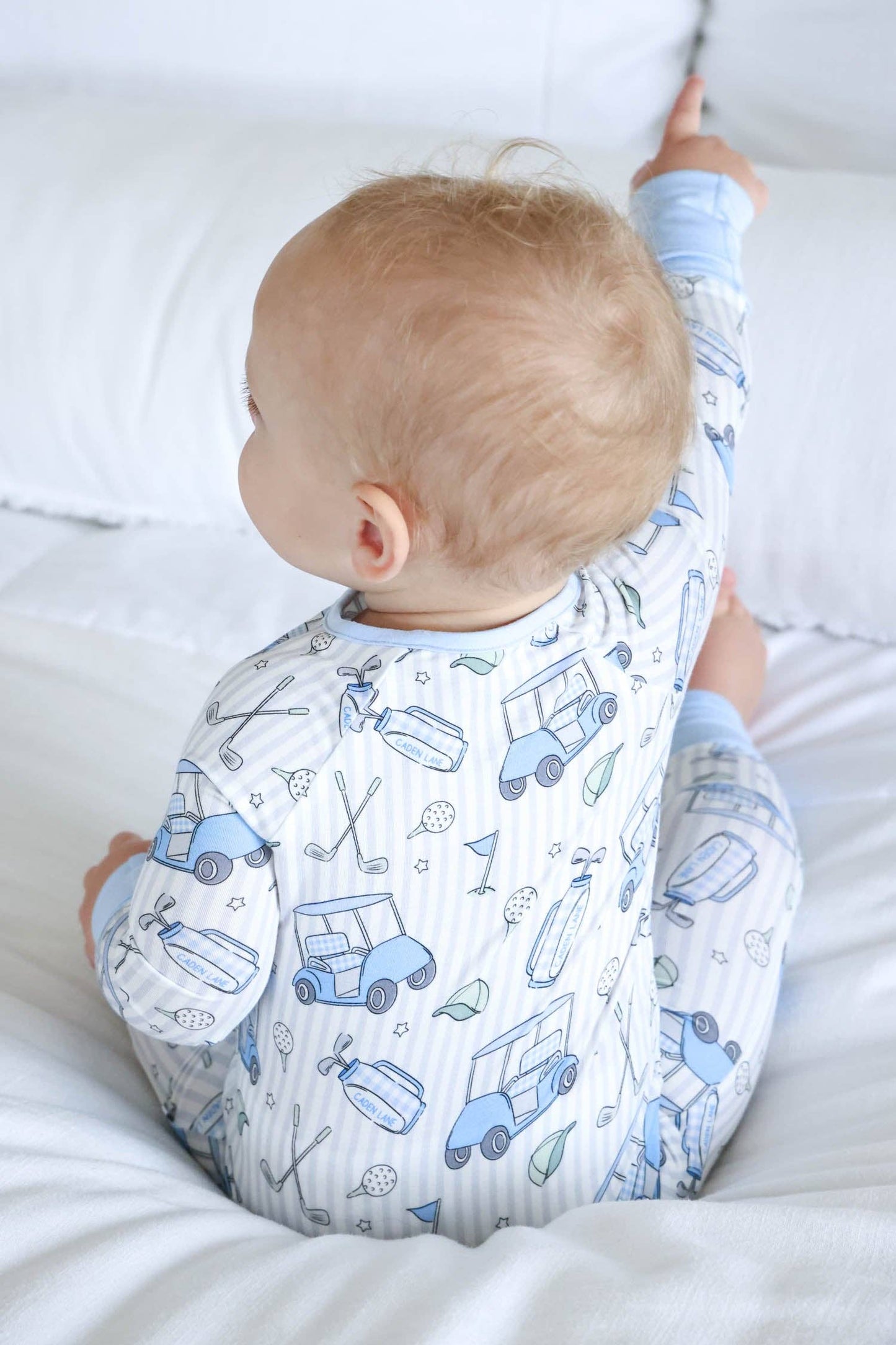 Convertible Zip Romper | Caddie Crew Blue: 0-3 months