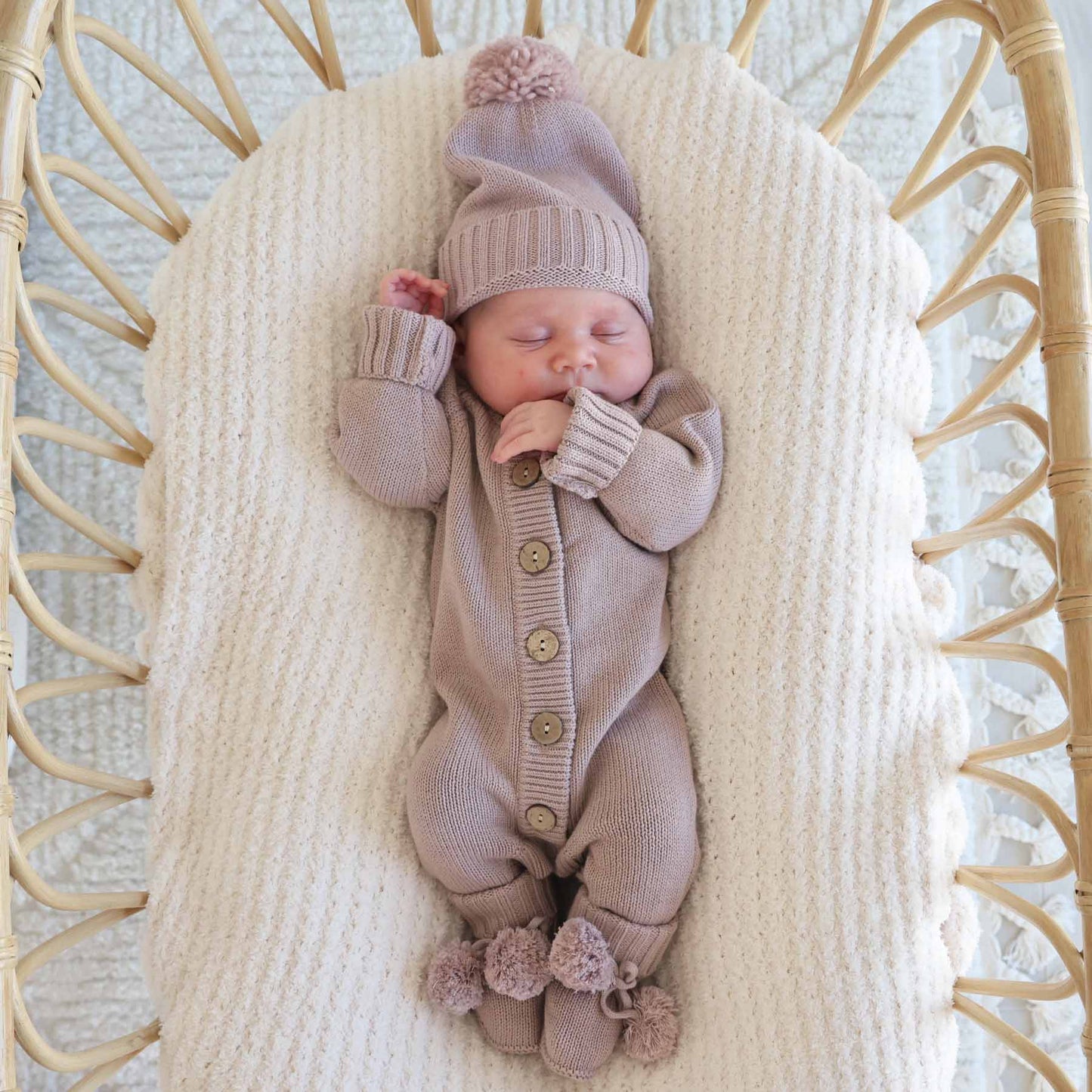 Knit Sweater Button Romper: Iris / NB