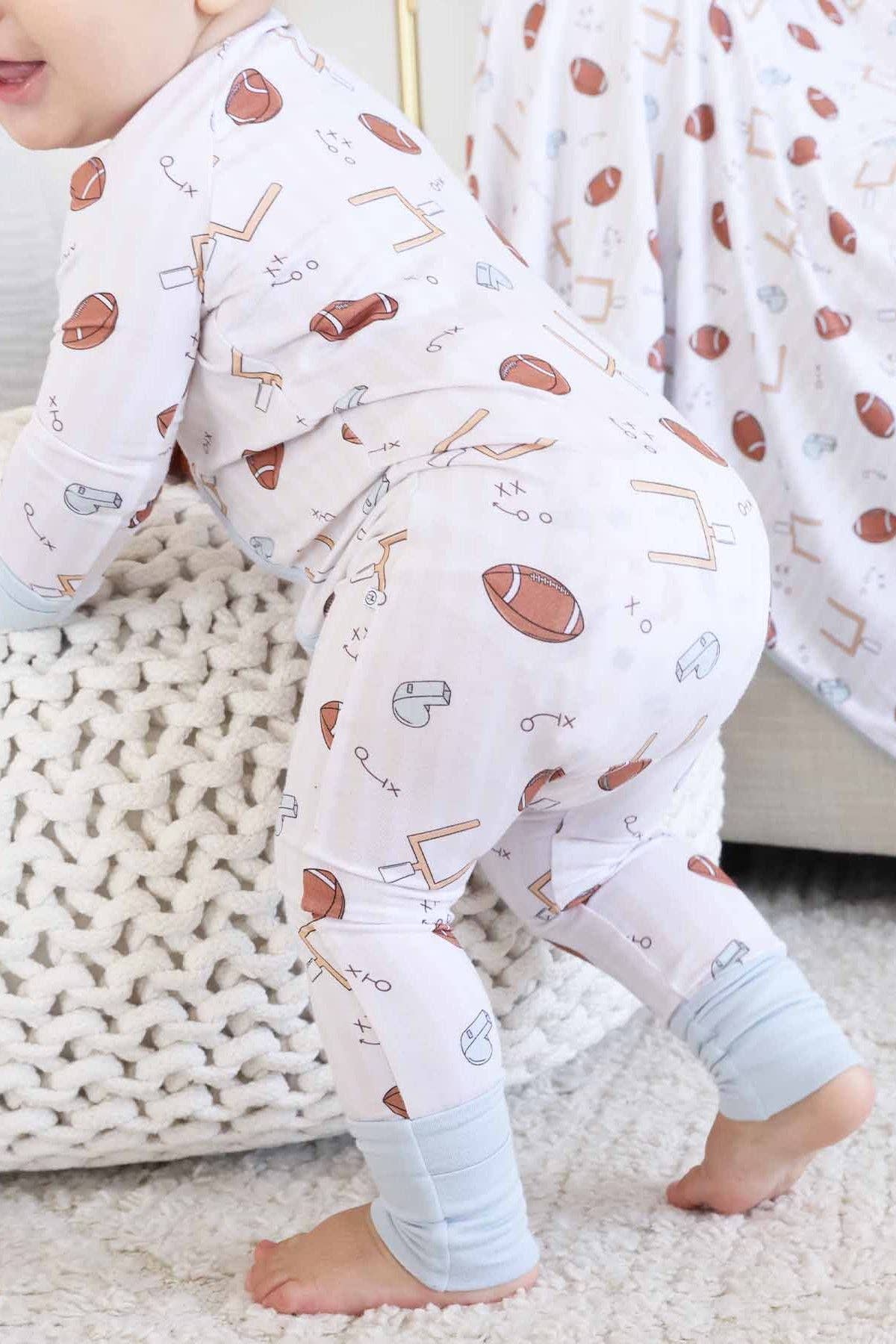 Tiny Touchdowns Convertible Zip Romper | Neutral: 0-3 months