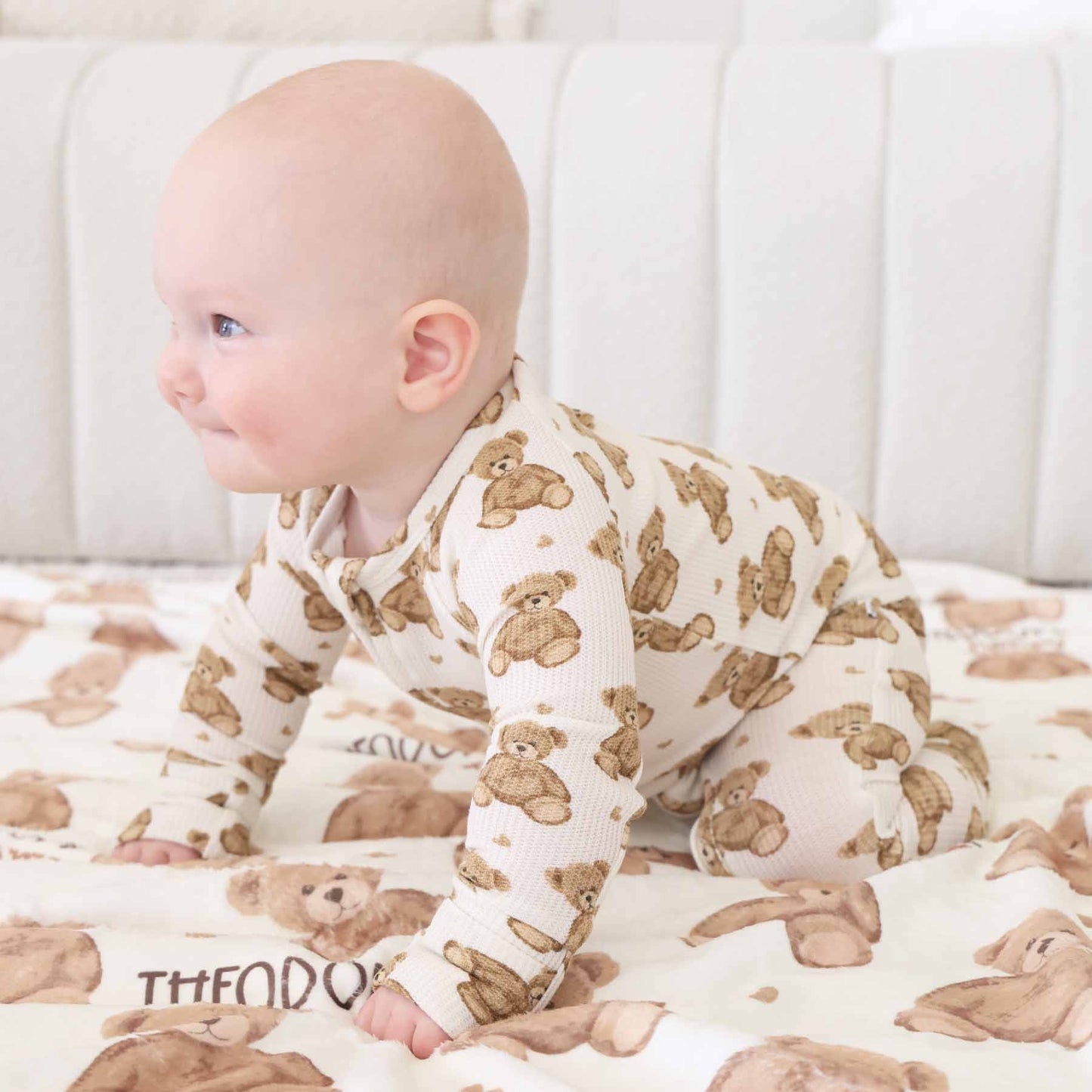 Beary Sweet Bamboo Waffle Convertible Zip Romper: 3-6 months