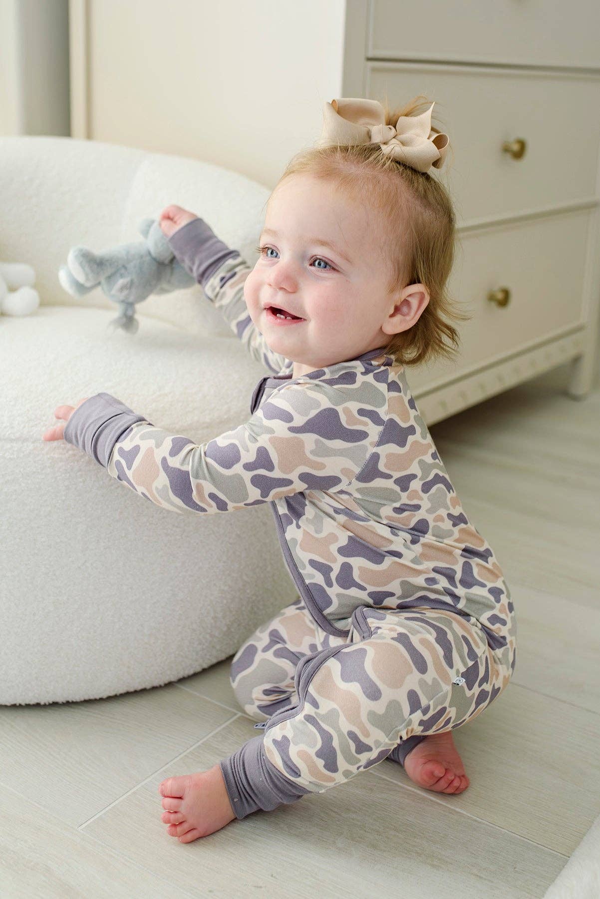 Convertible Bamboo Zip Romper | Camo Cutie: 12-18 months