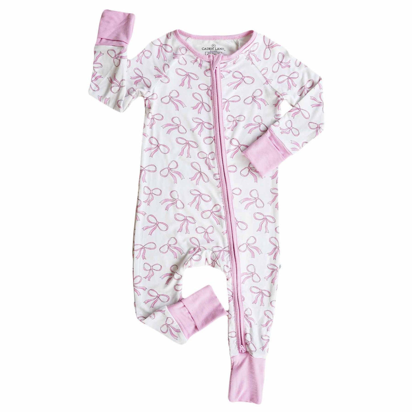 Blushing Bows Convertible Zip Romper: 0-3 months