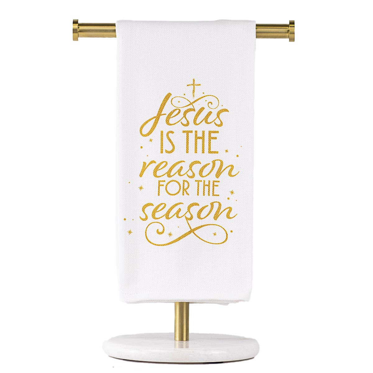 Jesus is the Reason Hand Towel  White/Light Gold   20x28