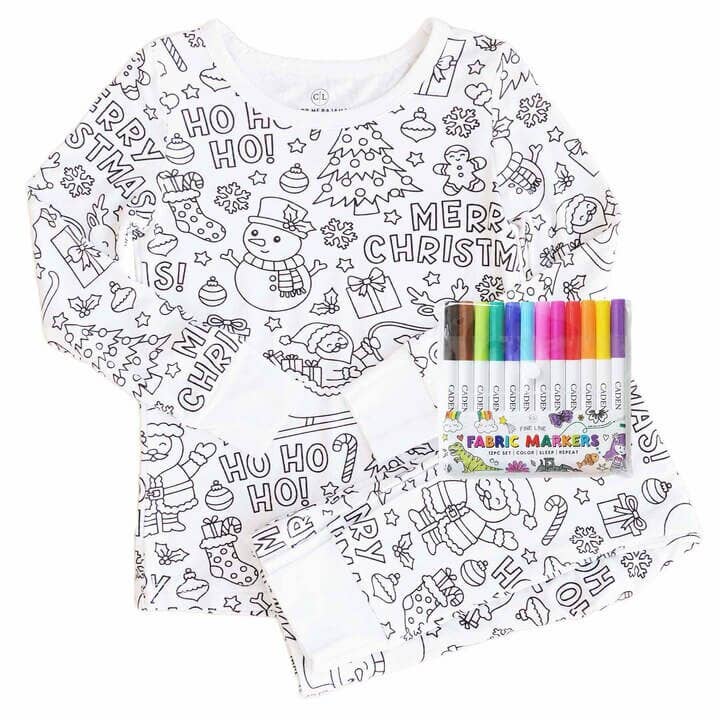 Colorable Two Piece Pajama Set | Christmas Morning: 7/8