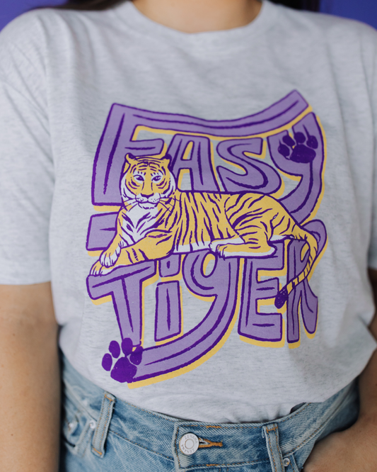 Easy Tiger Retro: Heather White / Large / Unisex