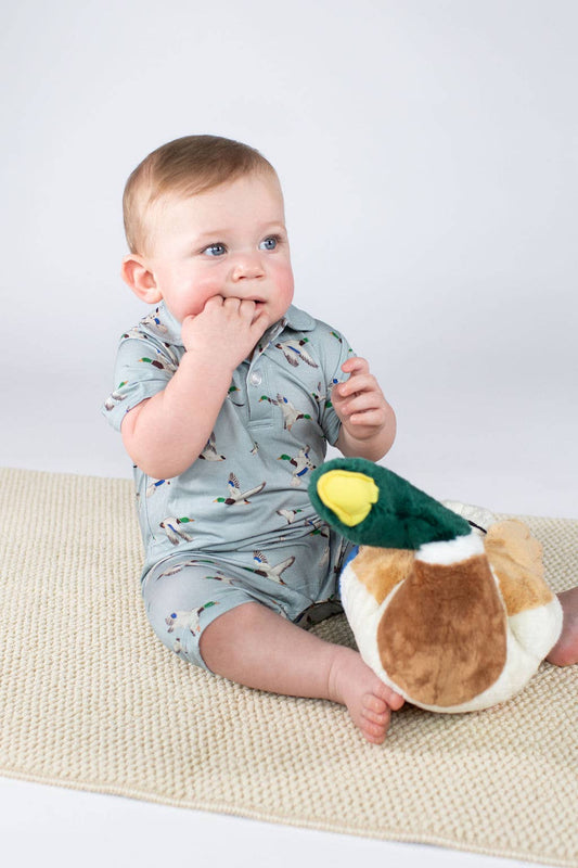 Mallards / Ducks - SS Polo Romper: 12-18M
