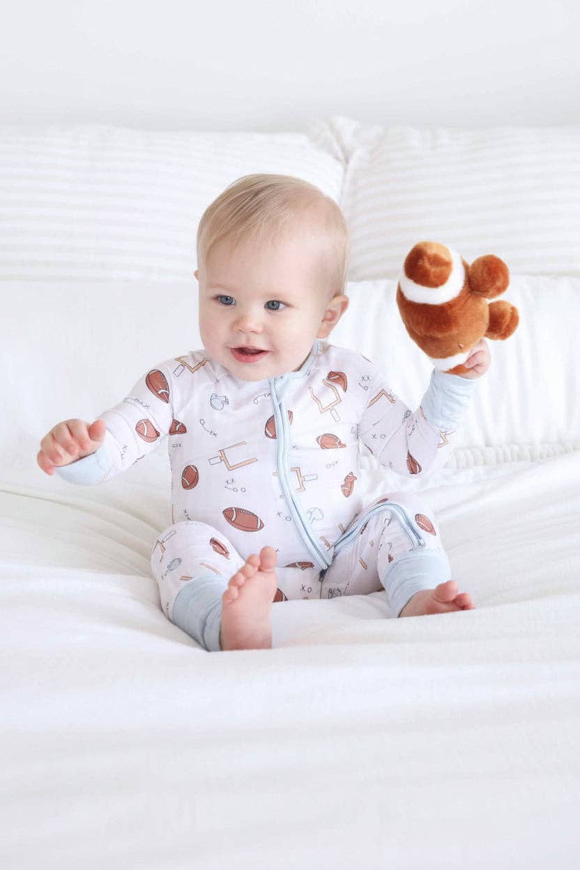 Tiny Touchdowns Convertible Zip Romper | Neutral: 0-3 months