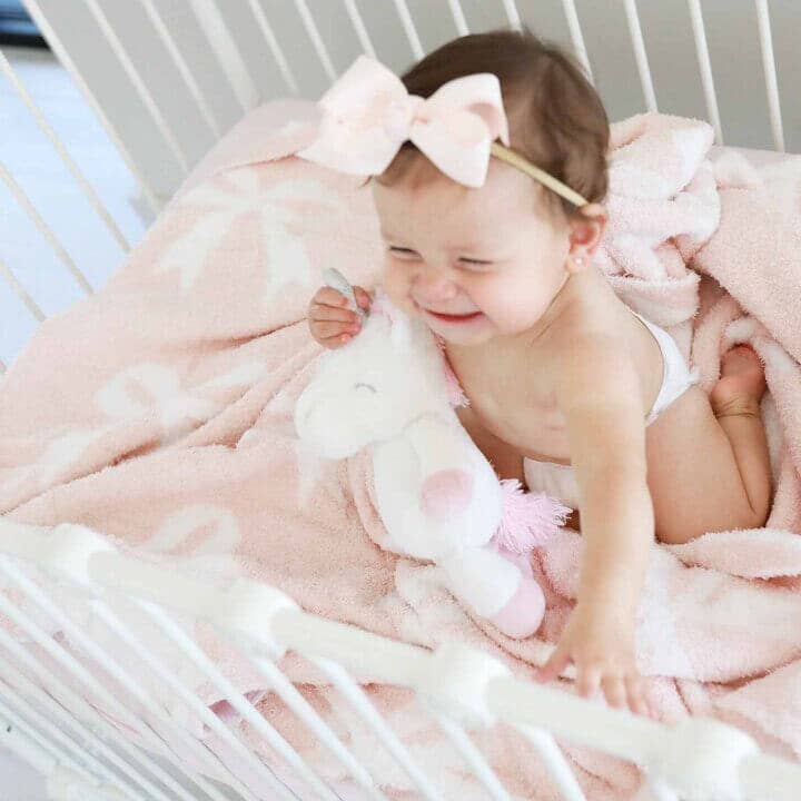 CuddleLane™ Luxe Blankets | Bows: Baby Blanket (40" x 30") / Dark Pink Bows