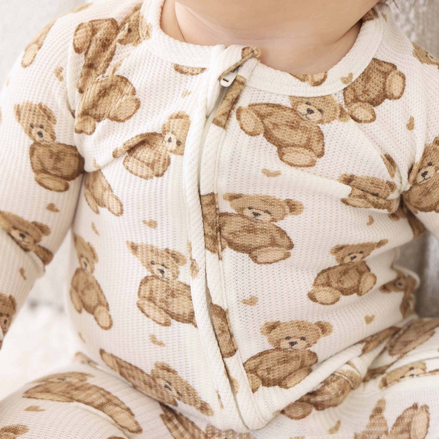 Beary Sweet Bamboo Waffle Convertible Zip Romper: 3-6 months