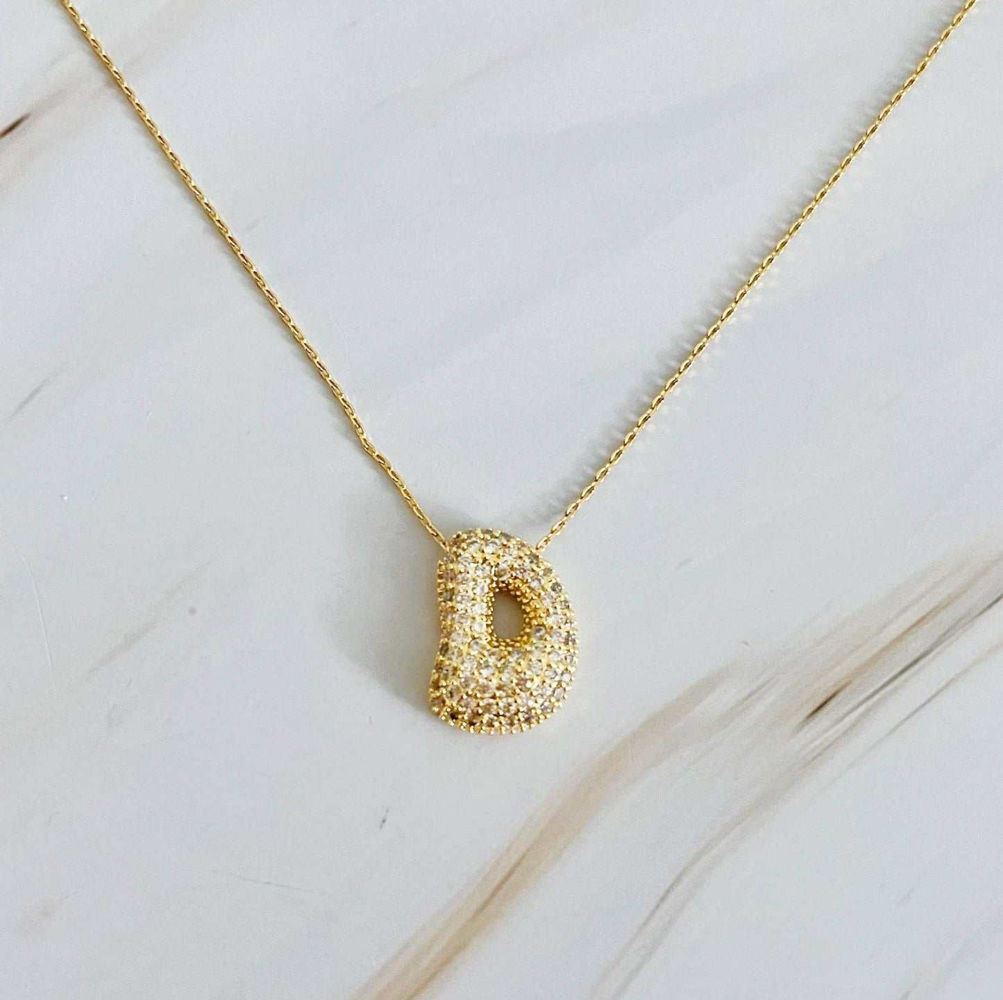 Crystal Bubble Initial Necklace: N