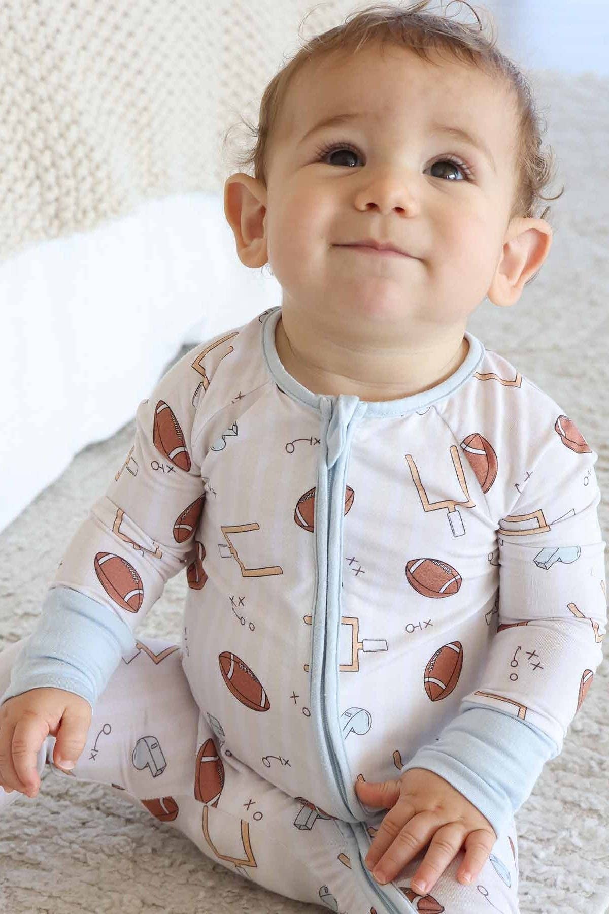 Tiny Touchdowns Convertible Zip Romper | Neutral: 0-3 months