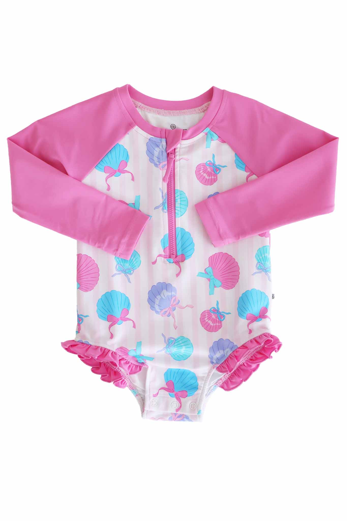 Long Sleeve Rash Guard with Front Zipper | Seaside Sweetie: 3T