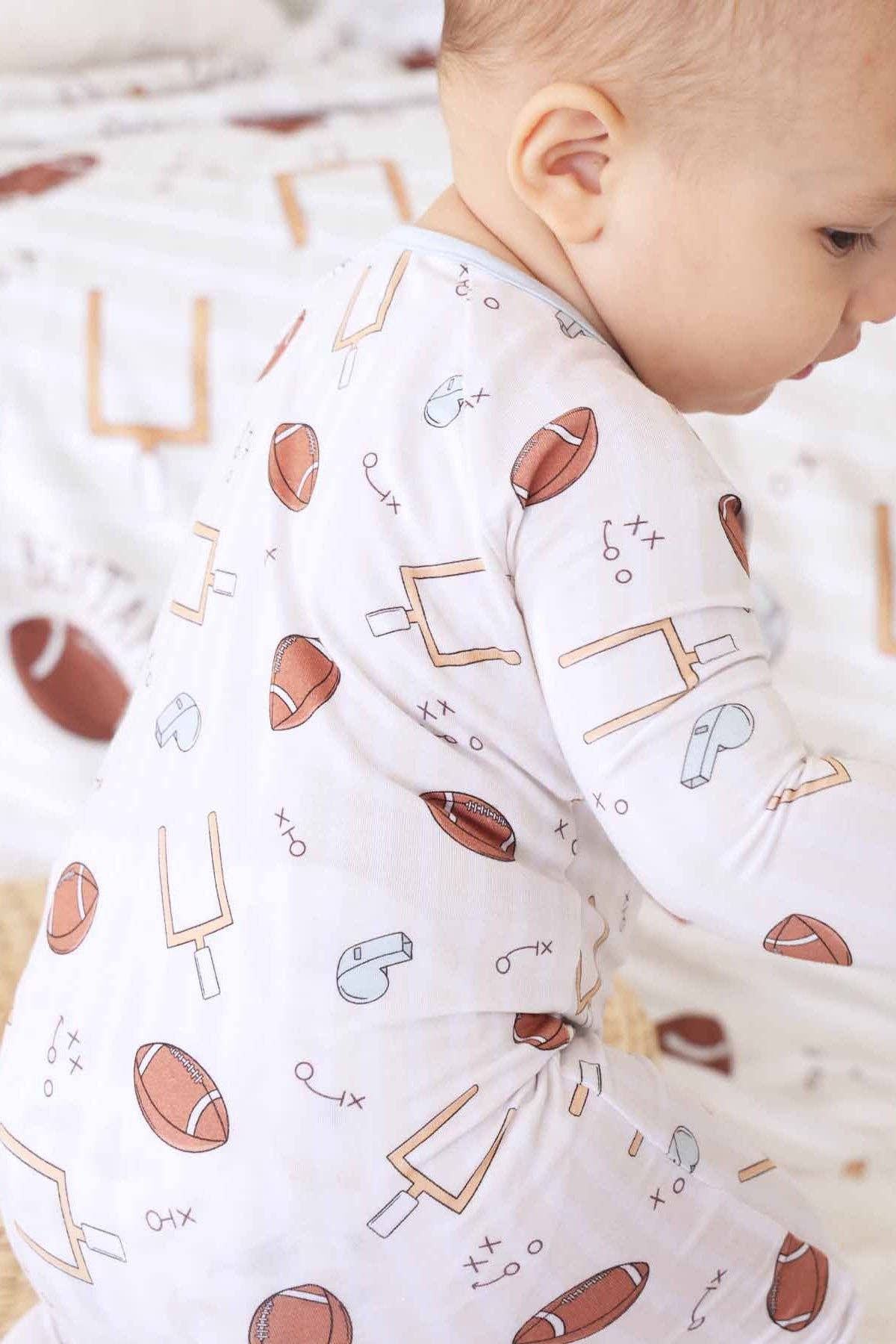 Tiny Touchdowns Convertible Zip Romper | Neutral: 0-3 months