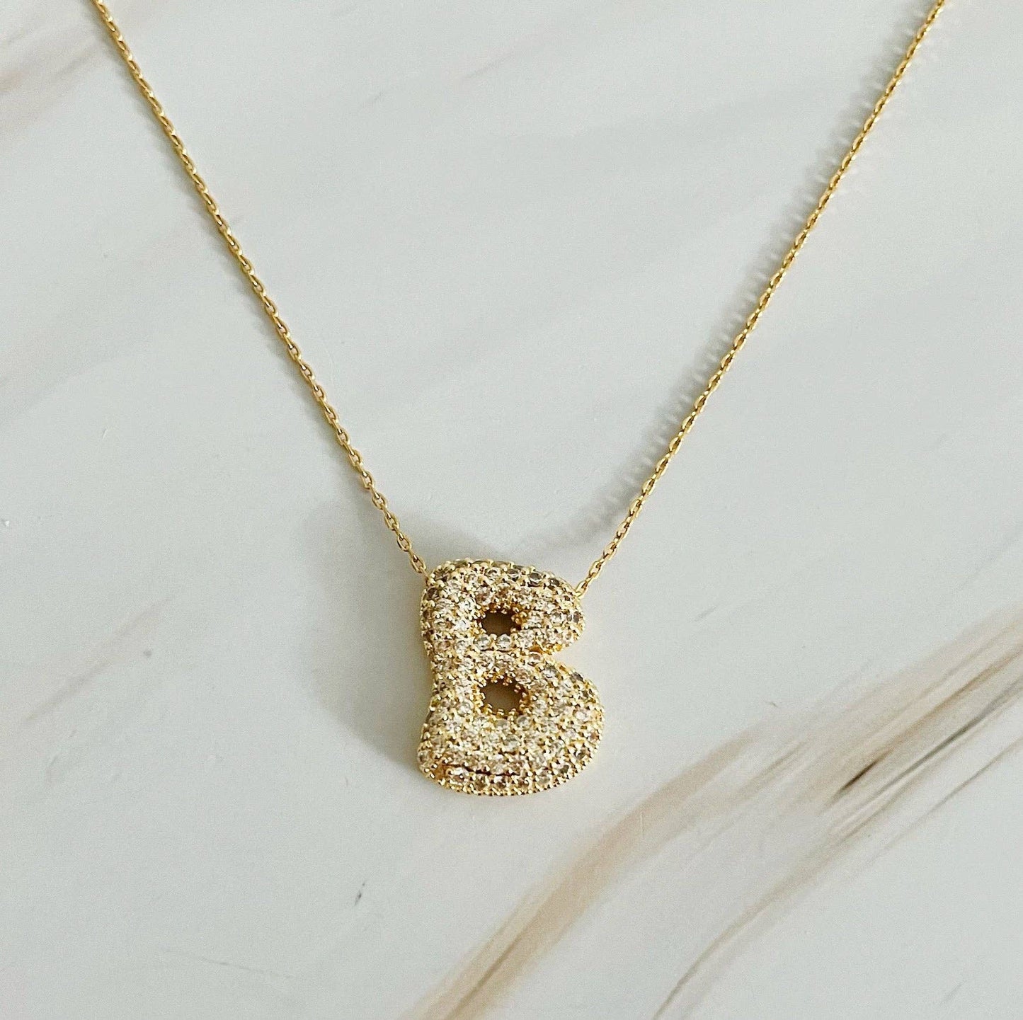 Crystal Bubble Initial Necklace: L