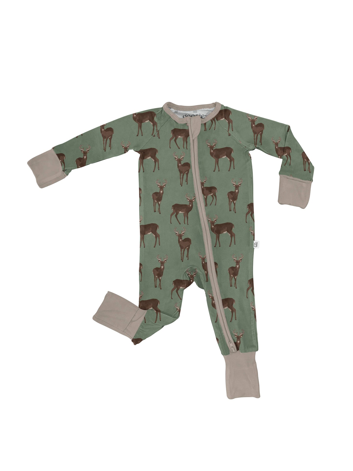 Deer  - LS Convertible Zip PJs: 0-3 mo
