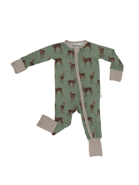 Deer  - LS Convertible Zip PJs: 0-3 mo