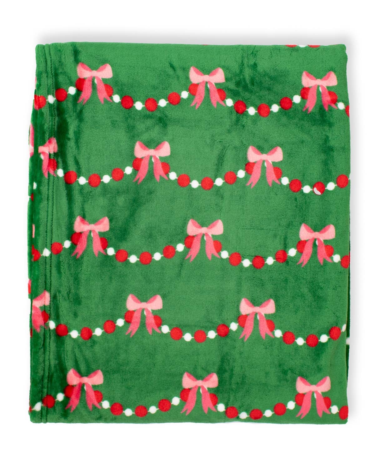 Bow Garland Throw   Green/Pink   50x60