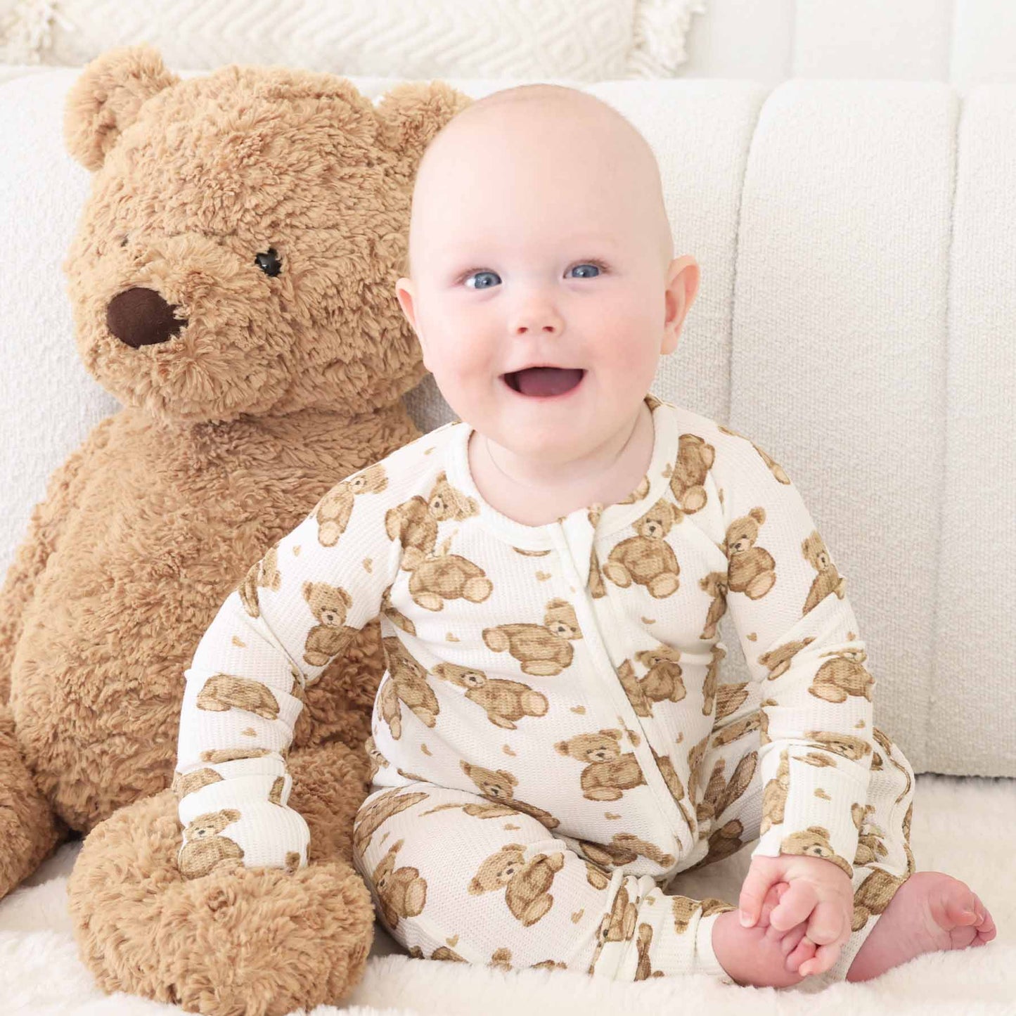Beary Sweet Bamboo Waffle Convertible Zip Romper: 3-6 months