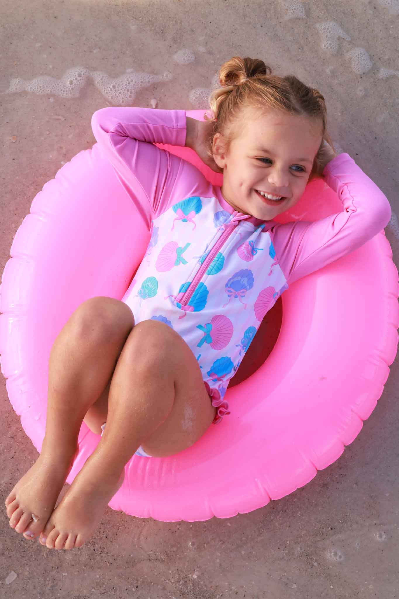 Long Sleeve Rash Guard with Front Zipper | Seaside Sweetie: 2T