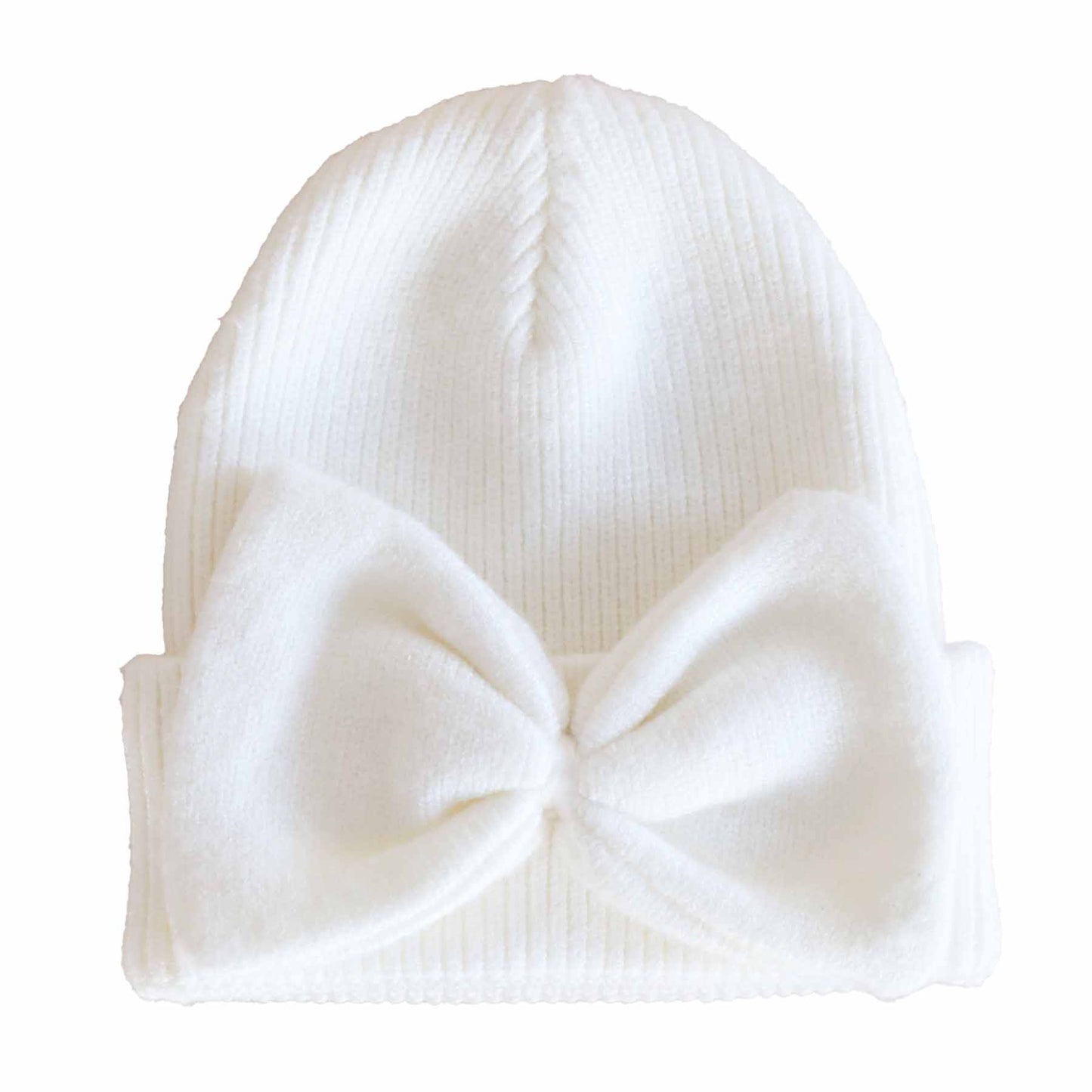 Knit Newborn Bow Beanies: Baby Pink