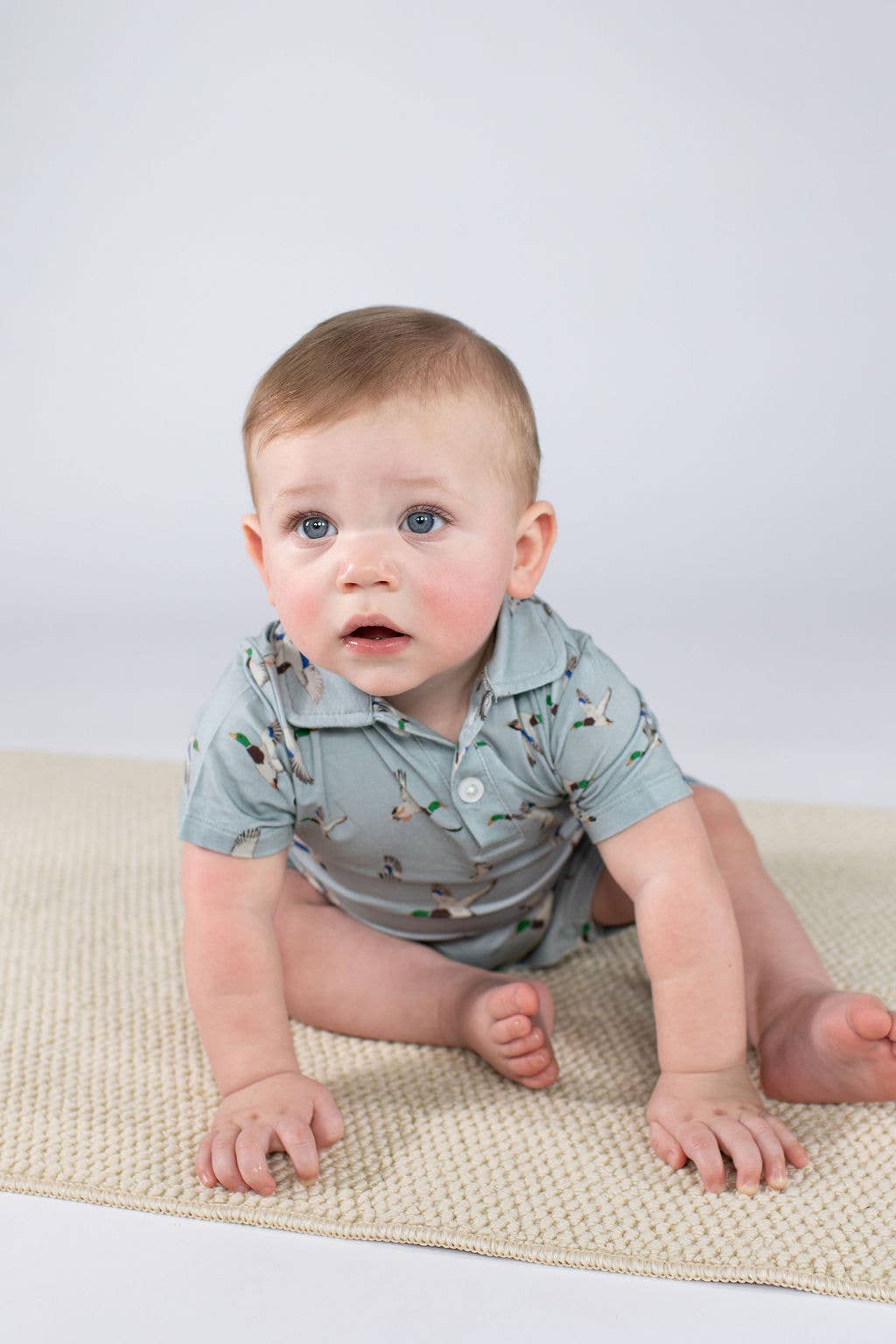 Mallards / Ducks - SS Polo Romper: 12-18M