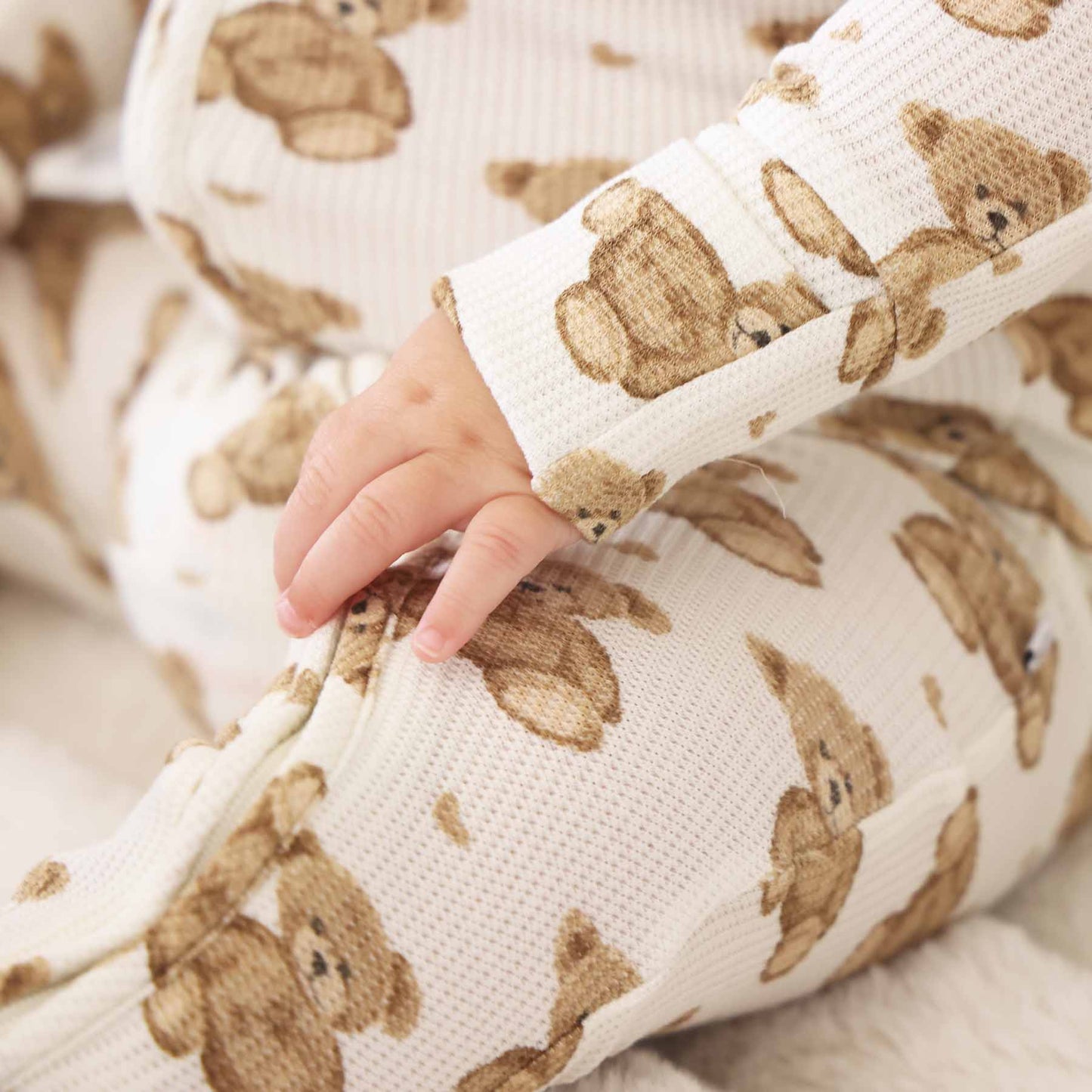 Beary Sweet Bamboo Waffle Convertible Zip Romper: 3-6 months