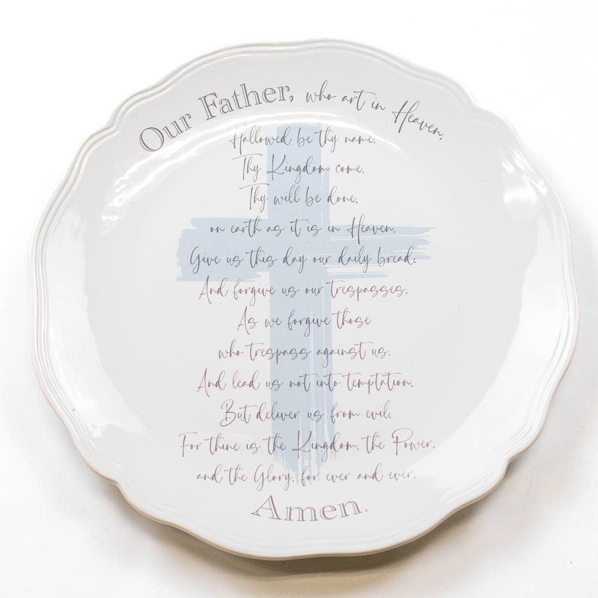 Lords Prayer Round Platter   White/Ice/Gray   11.5"