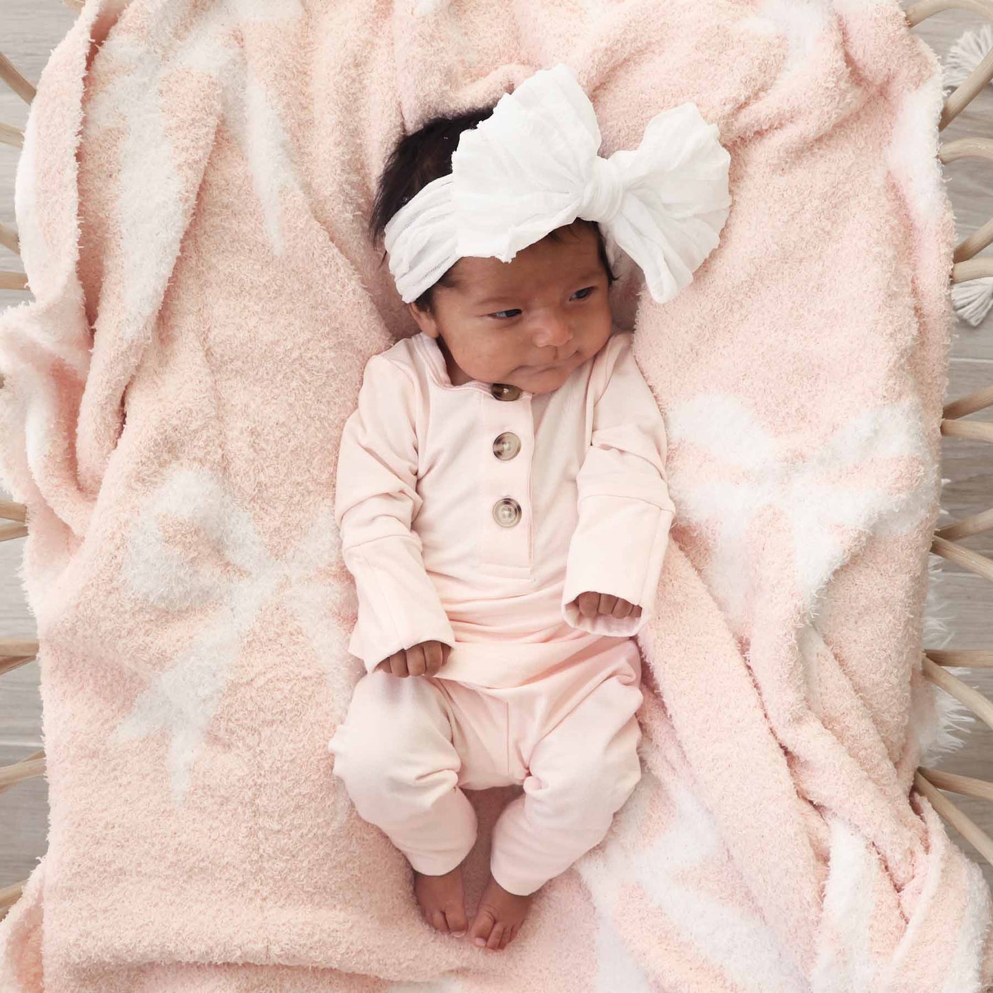 2pc Bamboo Button Top & Bottom | Pearl Pink: NB-3 months