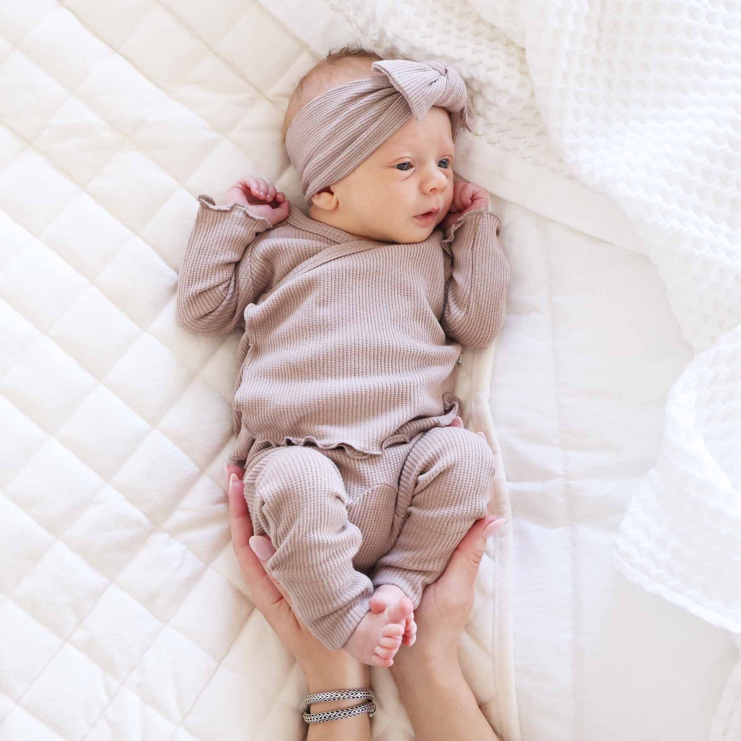 2pc Waffle Crossover Top & Bottom | Mocha: NB