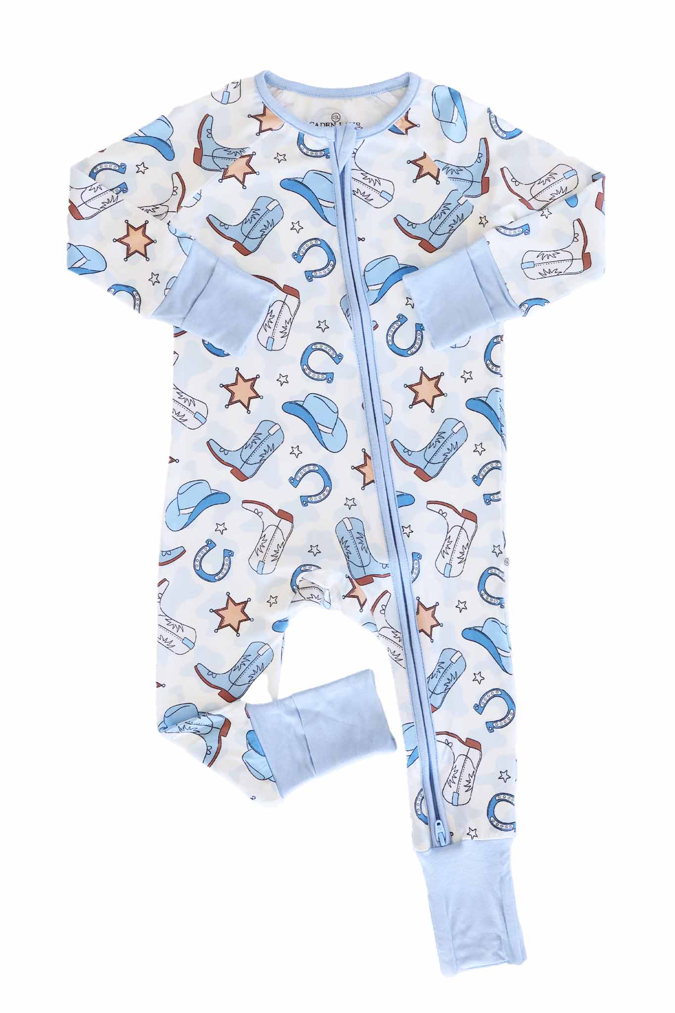 Rodeo Dreams Convertible Zip Romper | Blue: 0-3 months