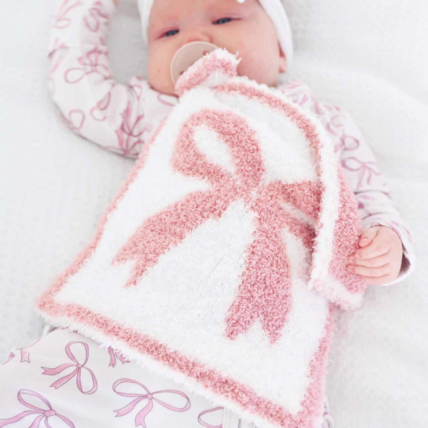CuddleLane™ Luxe Lovey | Bows: Dark Pink Bows