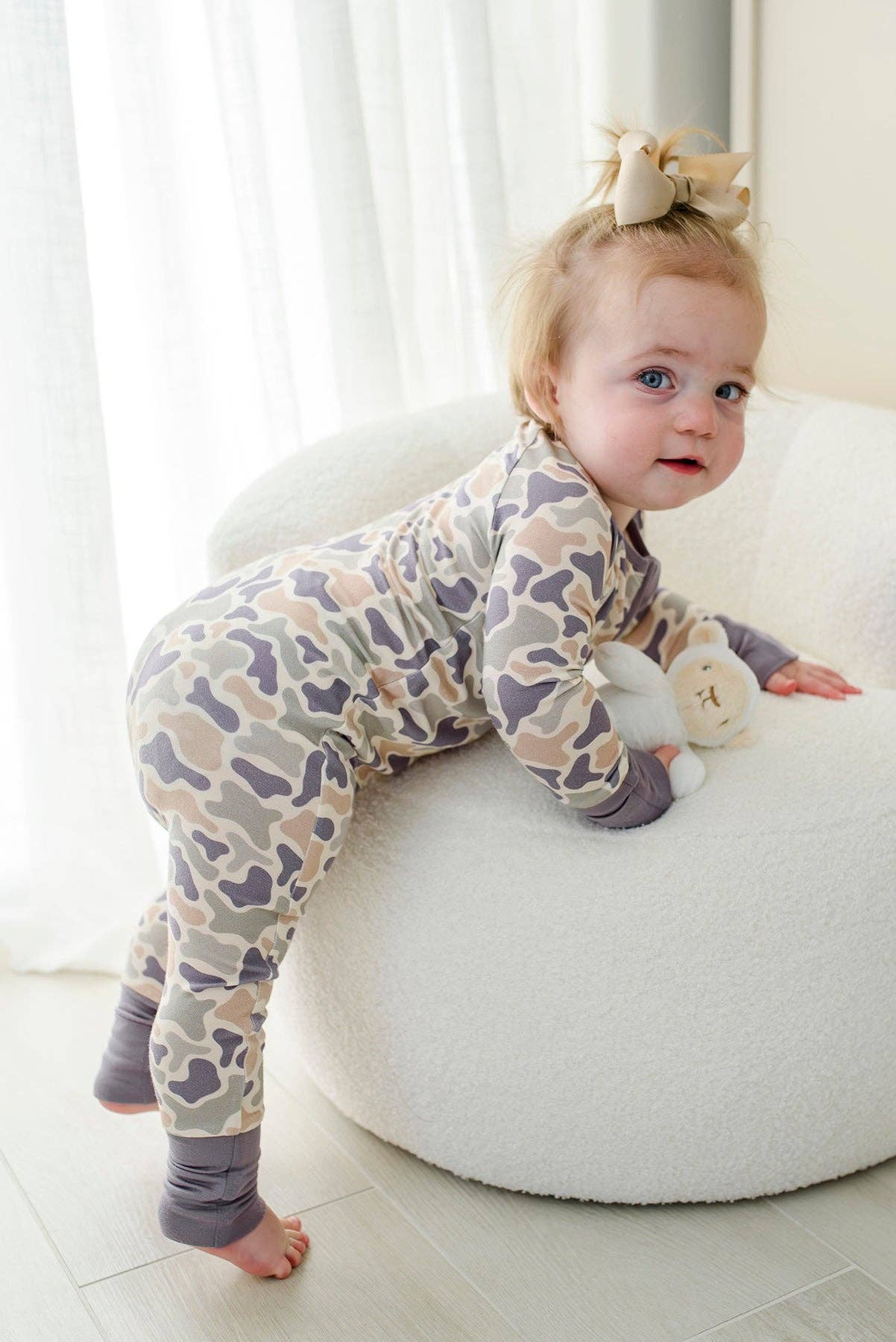 Convertible Bamboo Zip Romper | Camo Cutie: 3-6 months
