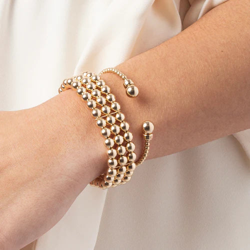 classic gold 3mm bead cuff - gold