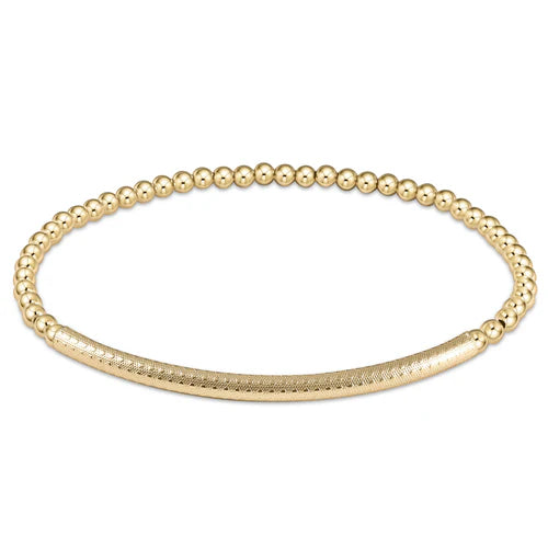 bliss bar textured 3mm bead bracelet - gold